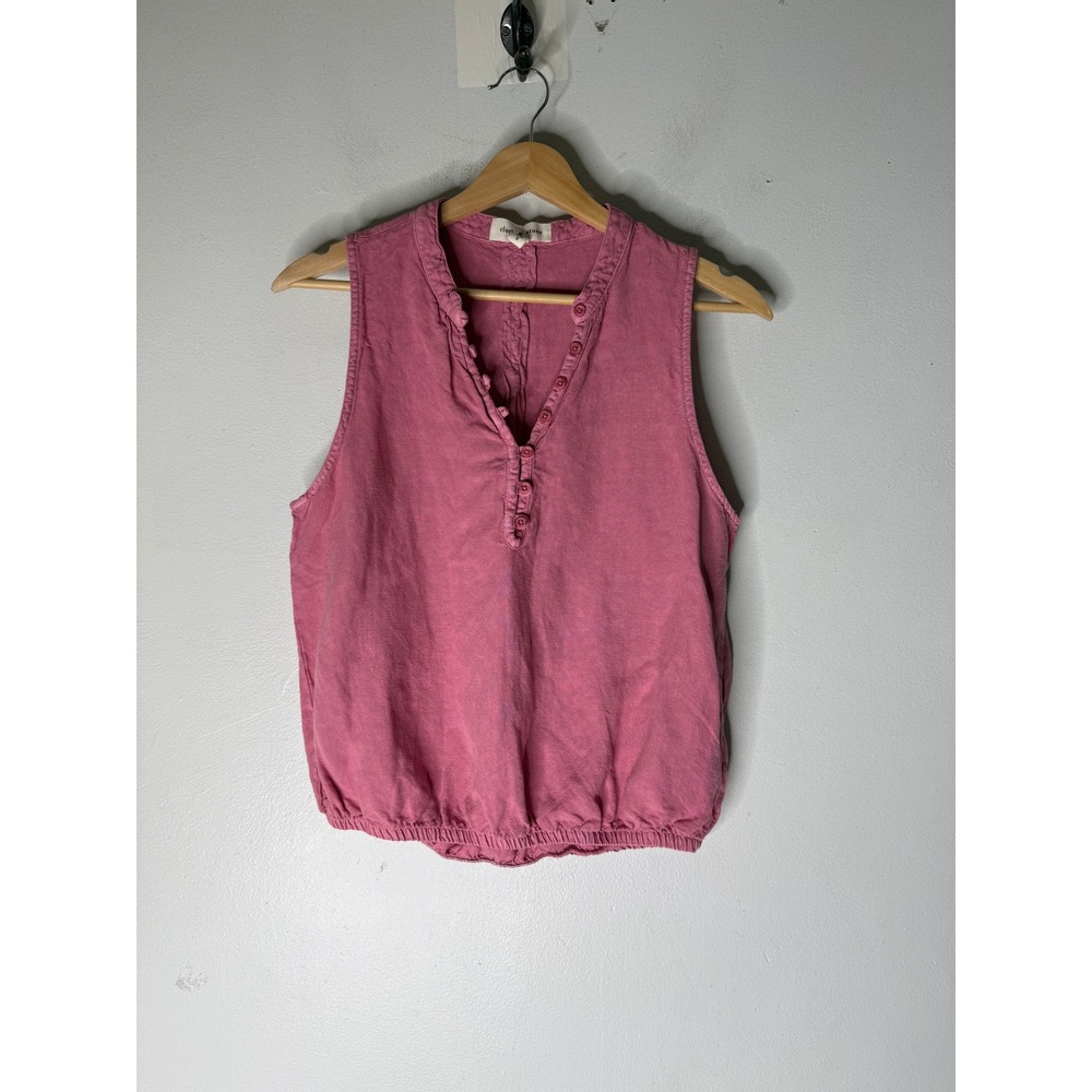 Cloth & Stone Pink Linen Sleeveless Bubble Hem Blouse Top Small C1140-W94-302